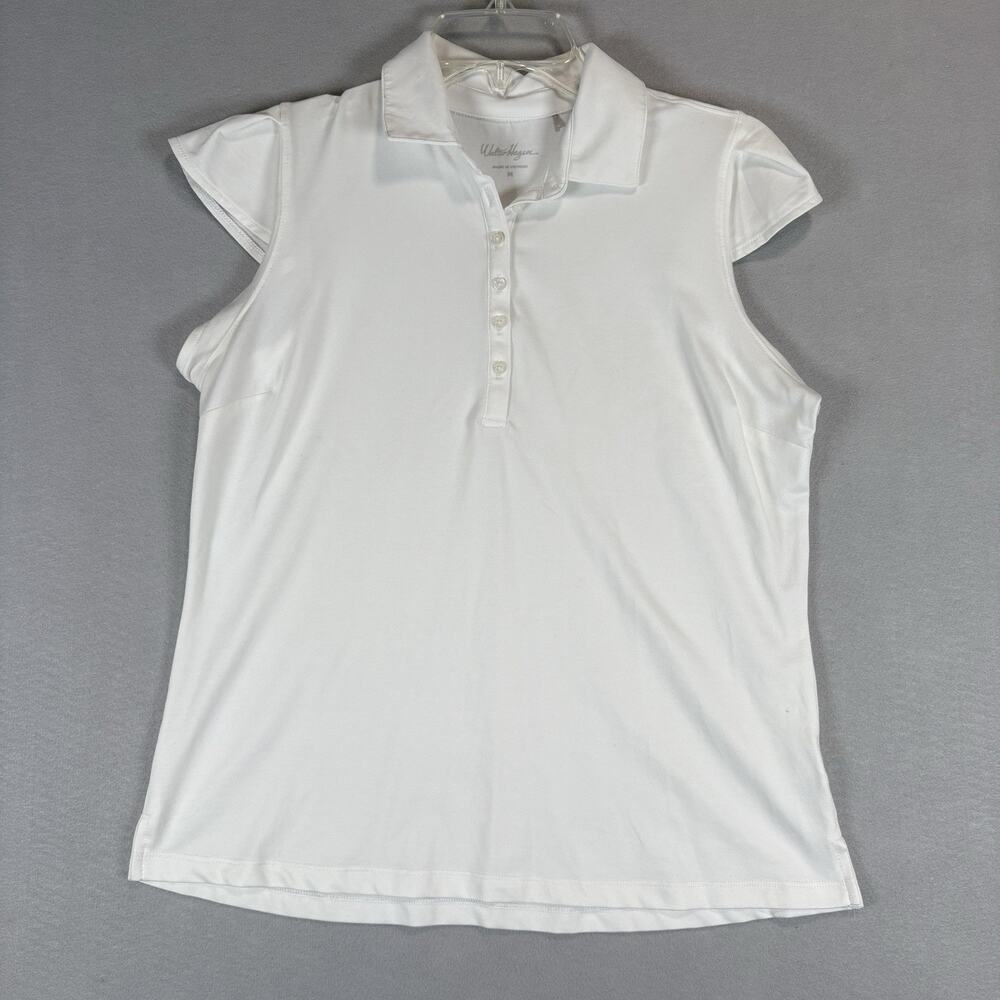 Walter Hagen Lady Hagen Women's Medium White Ruffle Sleeve Golf Polo